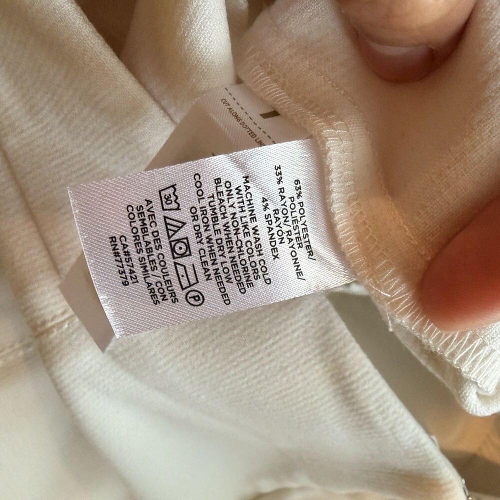 Ann Taylor Ivory Cropped Straight Leg Career Pants Stretch Side Zip 2 Minimalist - Picture 8 of 14